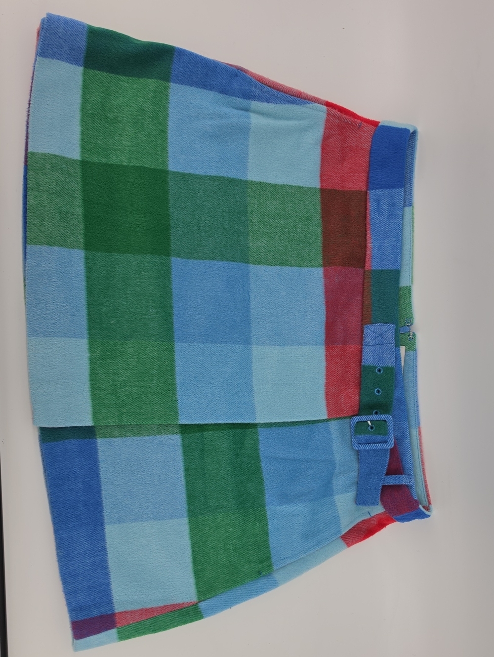 Colorblock Plaid Mini Skirt in Blue & Green